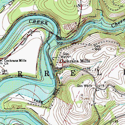 Topographic Map of Cochrans Mills, PA