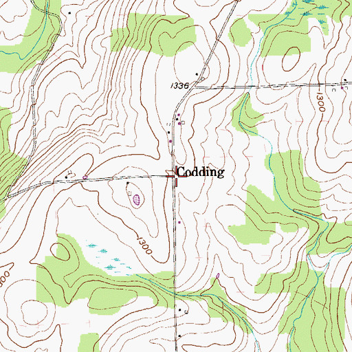 Topographic Map of Codding, PA