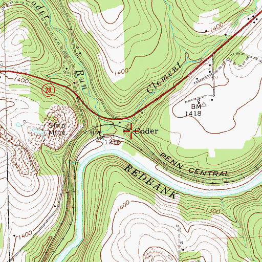 Topographic Map of Coder, PA
