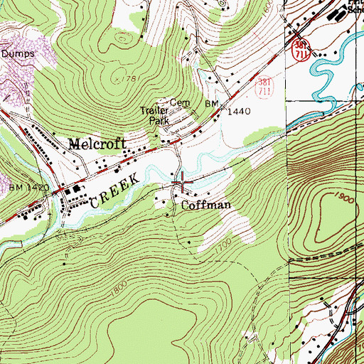 Topographic Map of Coffman, PA