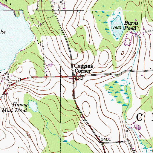 Topographic Map of Coggins Corner, PA