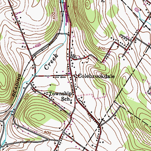 Topographic Map of Colebrookdale, PA