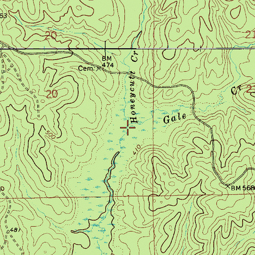 Topographic Map of Honeycutt Creek, AL