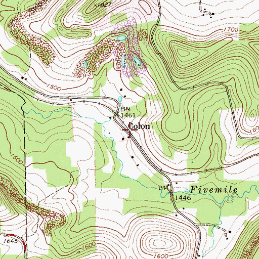 Topographic Map of Colon, PA