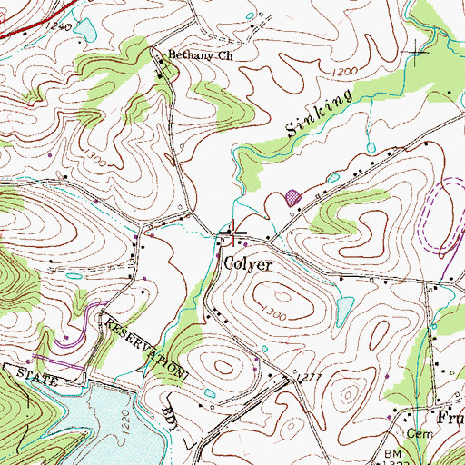 Topographic Map of Colyer, PA