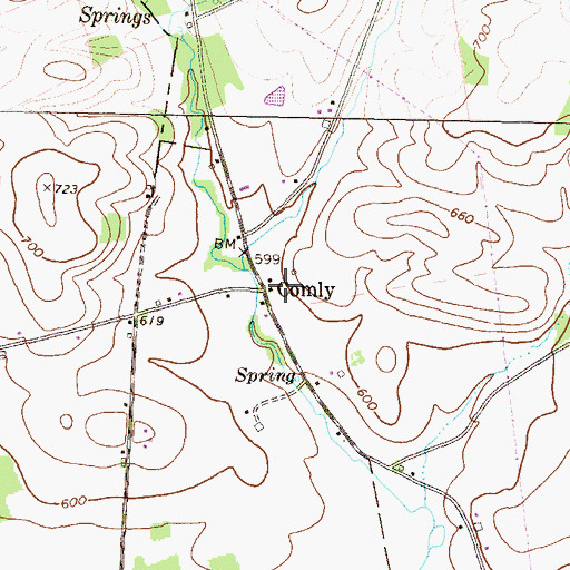 Topographic Map of Comly, PA