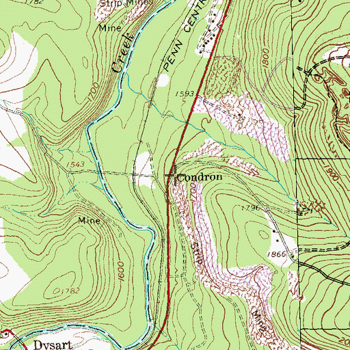 Topographic Map of Condron, PA