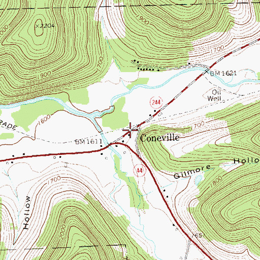 Topographic Map of Coneville, PA