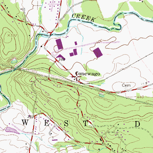 Topographic Map of Conewago, PA