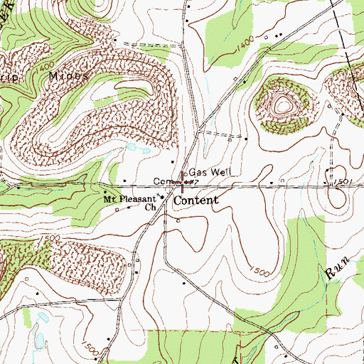 Topographic Map of Content, PA