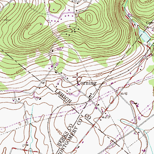 Topographic Map of Corning, PA