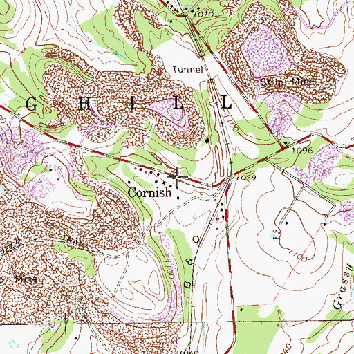 Topographic Map of Cornish, PA