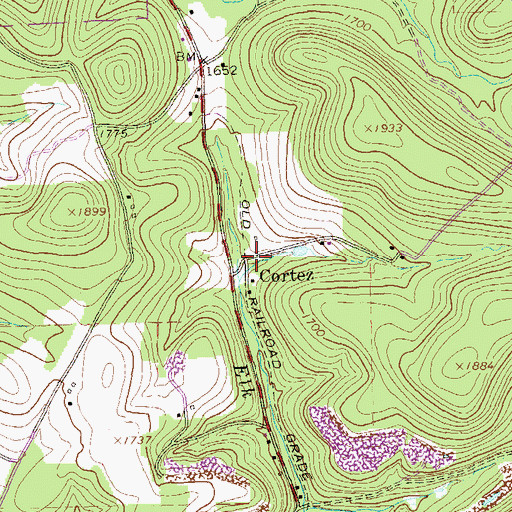 Topographic Map of Cortez, PA