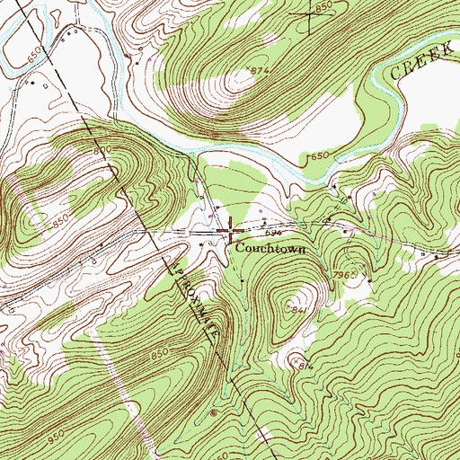 Topographic Map of Couchtown, PA