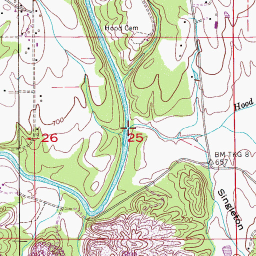 Topographic Map of Hood Creek, AL