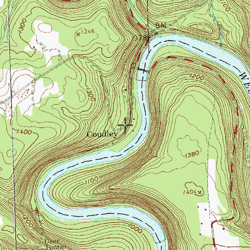Topographic Map of Coudley, PA