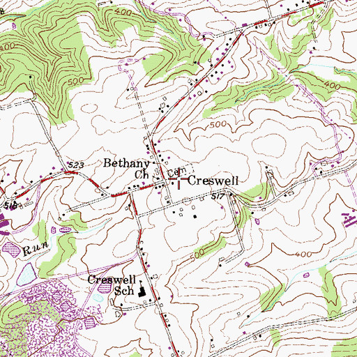 Topographic Map of Creswell, PA