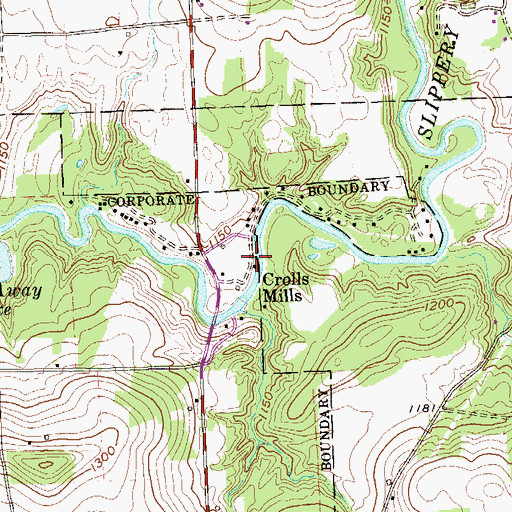 Topographic Map of Crolls Mills, PA