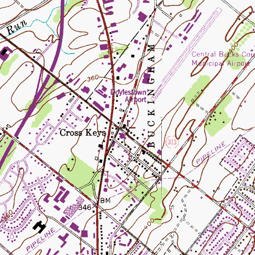 Topographic Map of Cross Keys, PA