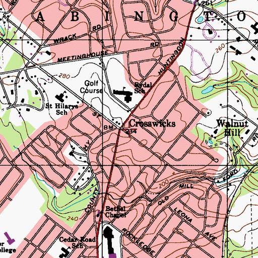 Topographic Map of Crosswicks, PA