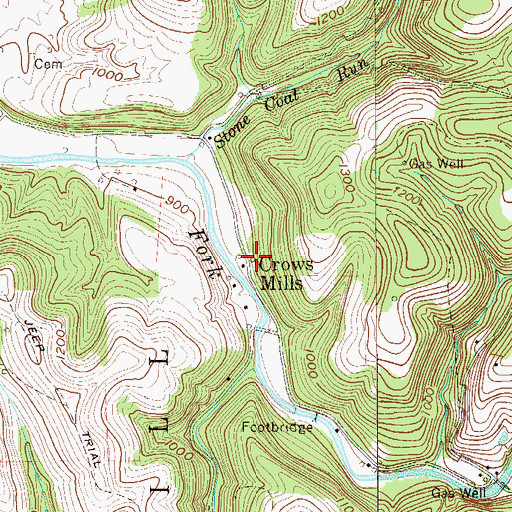 Topographic Map of Crows Mills, PA
