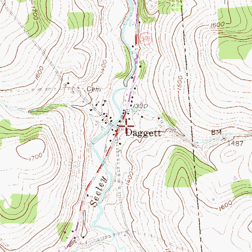 Topographic Map of Daggett, PA