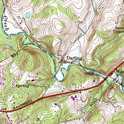 Topographic Map of Darling, PA