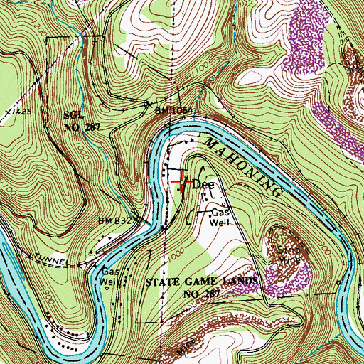 Topographic Map of Dee, PA