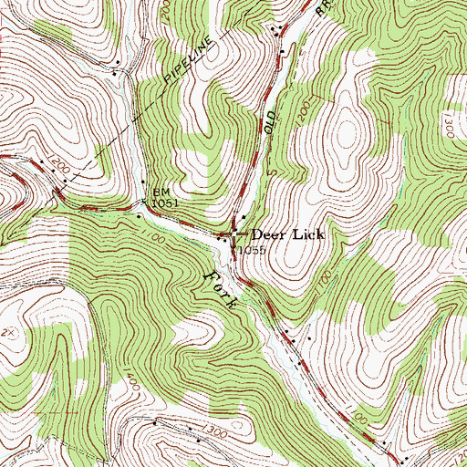 Topographic Map of Deer Lick, PA