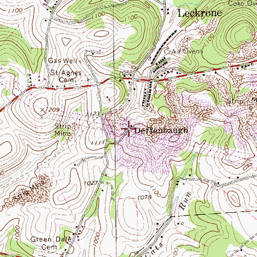 Topographic Map of Deffenbaugh, PA
