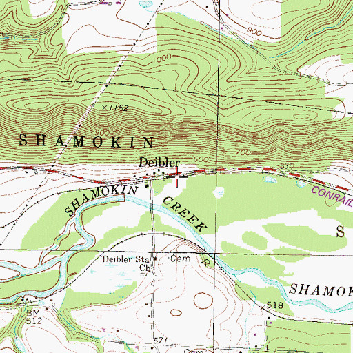 Topographic Map of Deibler, PA
