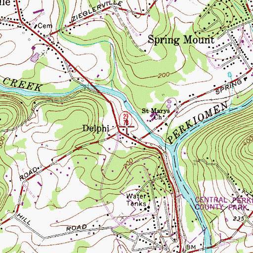 Topographic Map of Delphi, PA
