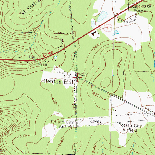 Topographic Map of Denton Hill, PA