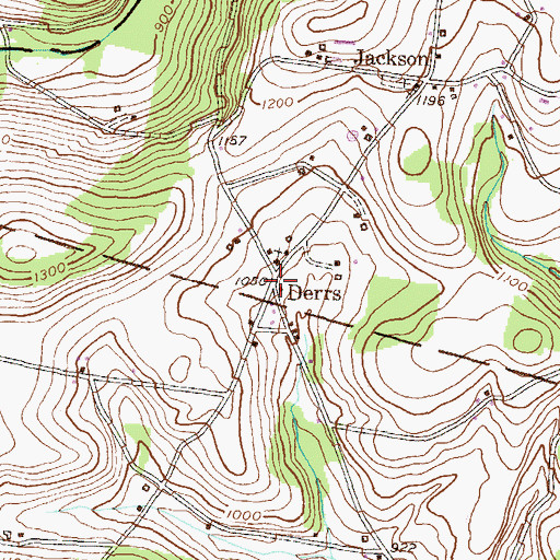 Topographic Map of Derrs, PA