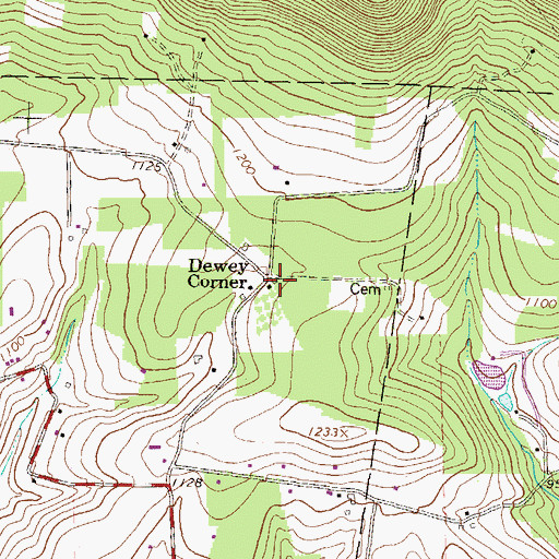 Topographic Map of Dewey Corner, PA