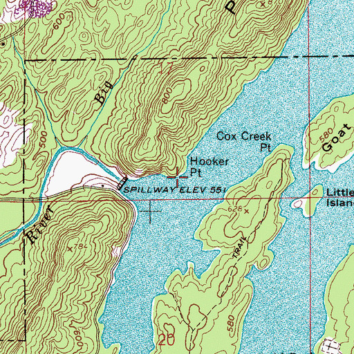 Topographic Map of Hooker Point, AL