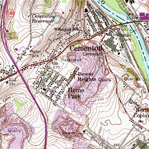 Topographic Map of Dewey Heights, PA
