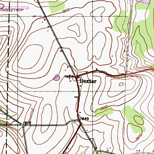 Topographic Map of Dexter, PA