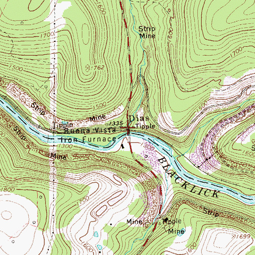 Topographic Map of Dias, PA