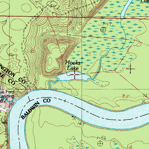 Topographic Map of Hooks Lake, AL