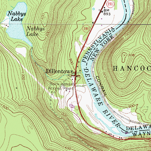 Topographic Map of Dillontown, PA