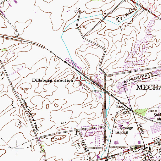 Topographic Map of Dillsburg Junction, PA