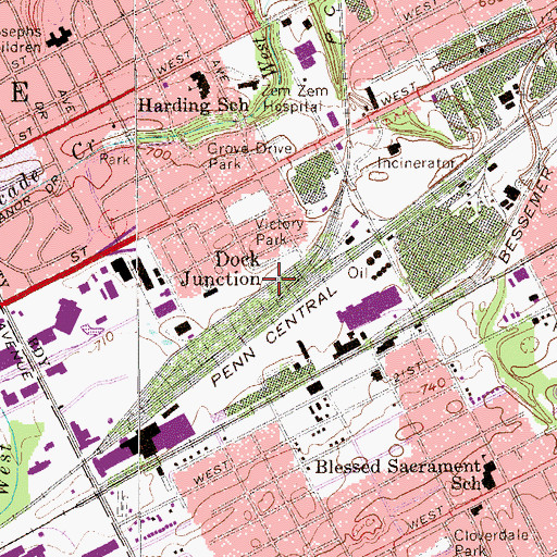Topographic Map of Dock Junction, PA