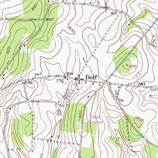 Topographic Map of Dolf, PA