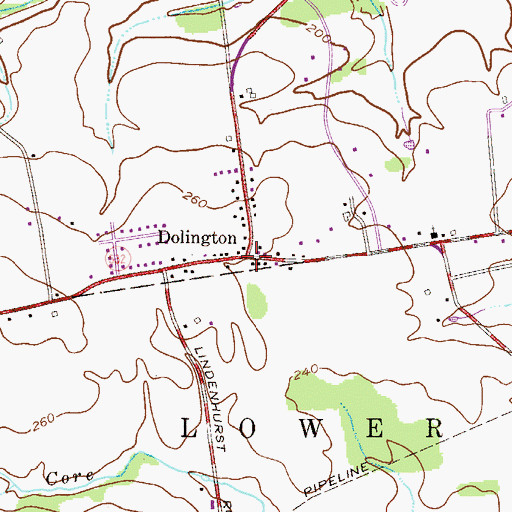 Topographic Map of Dolington, PA