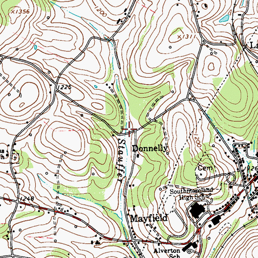 Topographic Map of Donnelly, PA