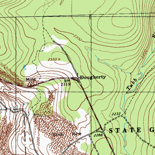Topographic Map of Dougherty, PA