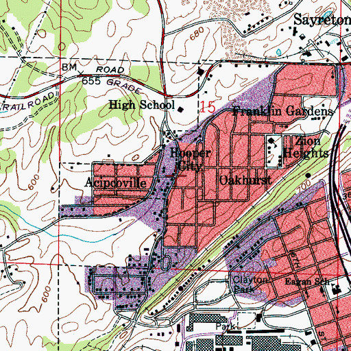 Topographic Map of Hooper City, AL