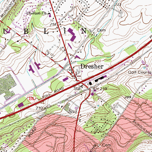 Topographic Map of Dresher, PA