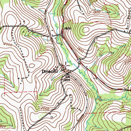 Topographic Map of Driscoll, PA